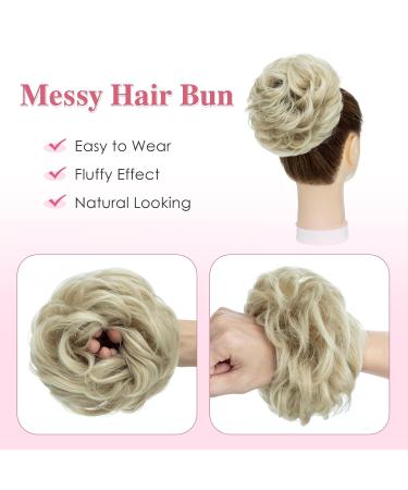 Premium Ash Blonde to White Blonde Synthetic Hair Extensions - Tess Hair Part with Rubber Band (55g) for Large Buns - Perfect Hair Tie for Women & Girls - Buy Online on GoSupps.com
