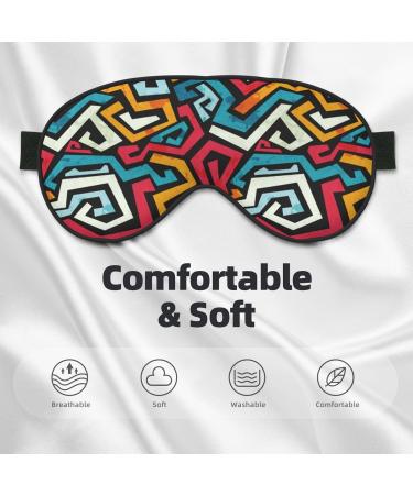Geometry Print Sleep Eye Mask - Soft Blindfold with Elastic Strap for Travel & Night Sleep - Buy Online on GoSupps.com