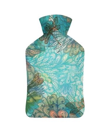 Dragonfly Hot Water Bottle With Cover Plush Bed Bottle Hand Warmer For Adults And Children 26.5X15.3cm