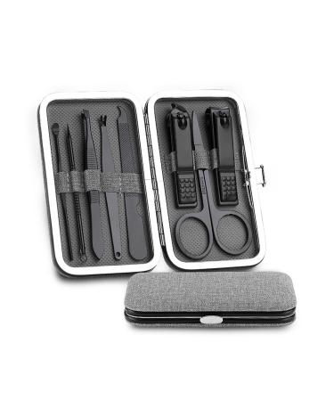 PSGS 8 PCS Nail Clipper Kit Stainless Steel High Hardness Curve Edge Black Pink Nail Cutter Scissor Tweezer Manicure Pedicure Tools (Color : 03)