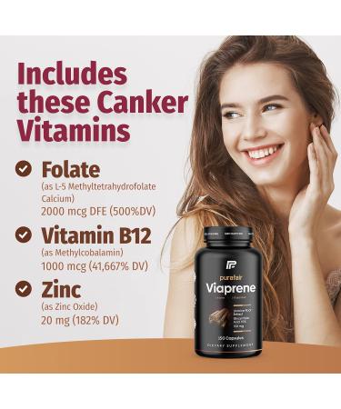 Viaprene Canker Sores Treatment - Relief for Mouth Ulcers with Canker Vitamins - 150 Capsules - Buy Online on GoSupps.com