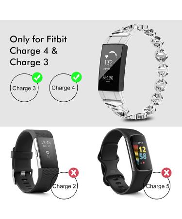 ToYouth Compatible Fitbit Charge 4 Bands/Charge 3 Bands Bling Bracelet Wristbands - Premium Metal Straps for Women - Buy Online on GoSupps.com