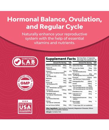 Female Fertility Supplement - Prenatal Multivitamin with Choline, Inositol, Ashwagandha & CoQ10 for Enhanced Fertility Support - Buy Online on GoSupps.com