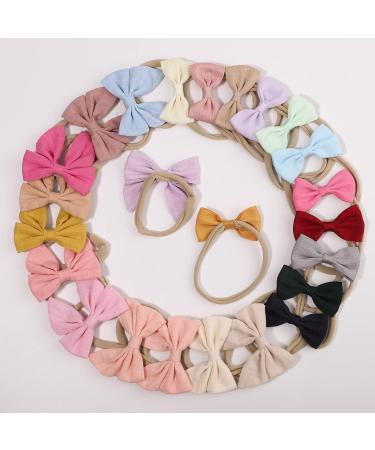 DooBoi Baby Girls Flower Headbands, Set of 24, Soft Nylon Elastic Hair Accessories for Newborns, Infants, Toddlers, Kids - Hair Bows-03 - Buy Online on GoSupps.com