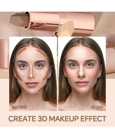 Cream Bronzer Stick Cream Bronzer and Contour Stick 2 in 1 Long Lasting and Waterproof Double Head Contour Stick with Brush (#1) - Buy Online on GoSupps.com