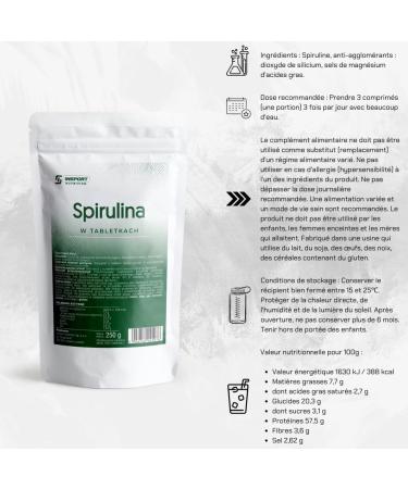 Spirulina 1000 Tablets - 250g Doypack - Green Immune Boosting Tablets - Vegan Lactose Free & Gluten Free - Leak Proof Packaging with Zip - INSPORT Nutrition - Buy Online on GoSupps.com