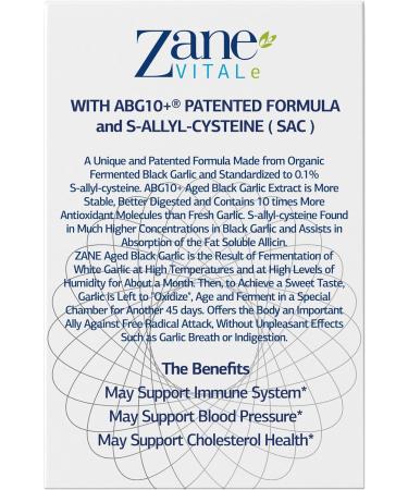 Aged Black Garlic Capsules - Immune System & Heart Health Support - 60 Capsules Non-GMO Gluten-Free - Zane - Buy Online on GoSupps.com
