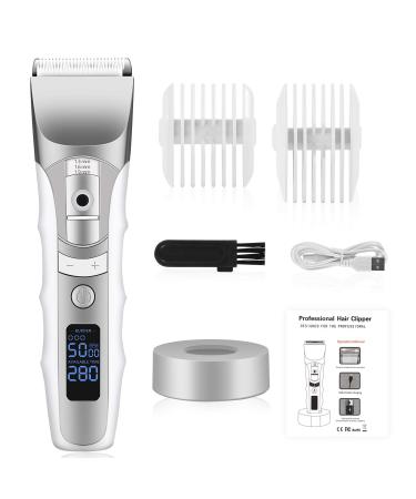 Electric Pro Hair Clippers Cordless Rechargeable Grooming Kits Close Cutting T-Blade Trimmer for Men 0/1.5/3/6/9 mm Baldheaded Hair Clippers Zero Gapped Detail Beard Shaver