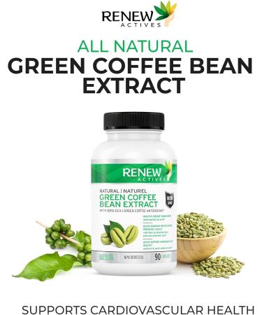 Renew Actives Coffee Bean Extract: 800mg Green Coffee Bean Extract Capsules for Weight Management Programs. Helps Support Cardiovascular Health & Provides Antioxidants - Vegan Supplement with 50% GCA - 90 Capsules. NON-GMO. Free of Dairy Soy & Sugar. (2 P - Buy Online on GoSupps.com