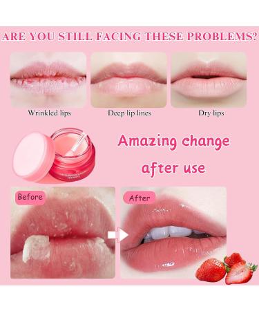 Strawberry Lip Mask Overnight Lip Sleeping Mask Beeswax Lip Balm Lip Repair for Very Dry Lips Lip Balm Locks in Moisture Lip Care Lip Mask for Fades Lip Lines Peeling Cracked Lips - 20g - Buy Online on GoSupps.com