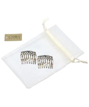 Camila Paris Onyx and Pearl French Hair Side Comb 4 Pack - Handmade Small Decorative Combs for Women, Strong Hold Clips - Made in France - Buy Online on GoSupps.com