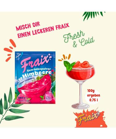 FRAIX Pack of 50 Raspberry Powder Drinks (50 x 100 g) - Instant Fruit Powder with Raspberry Flavour - Perfect Fruit Powder for On the Go - Buy Online on GoSupps.com