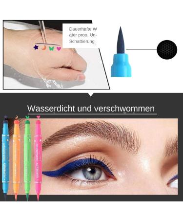 Eyeliner pen - Double-ended - 4 colors - Waterproof eyeliner stamp - Eye makeup pencil - With star moon butterfly and heart shapes - For parties - Buy Online on GoSupps.com
