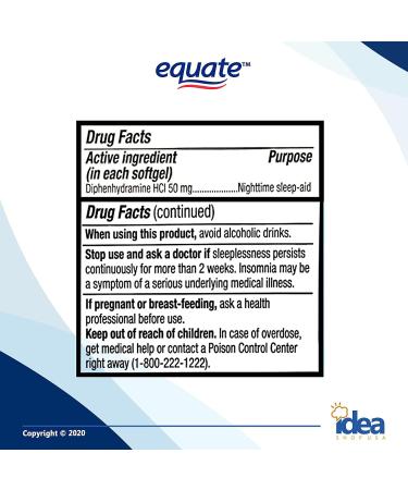 Equate Maximum Strength Sleep-Aid Softgels 50mg 100 Ct (2 Pack) Bundle + Exclusive Guide for Great Sleep - 3 Items - Buy Online on GoSupps.com