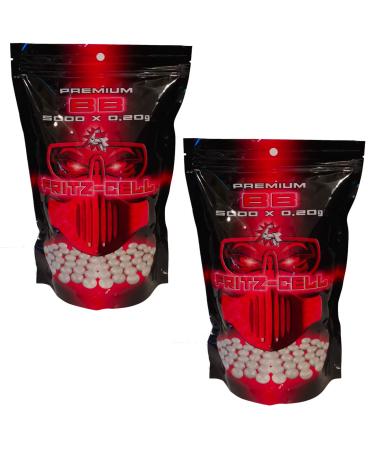 WEILAX 2 x Airsoft Softair Balls Fritz-Cell Premium BBS 6 mm 0.20g Bag 5000 pieces
