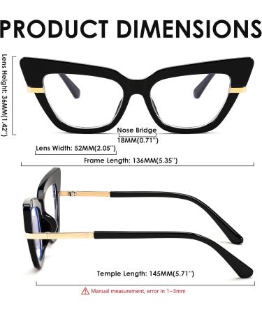 FEISEDY Cateye Blue Light Blocking Glasses for Women - Fashion Cat Eye Frame Black 52mm B2984 - Buy Online on GoSupps.com