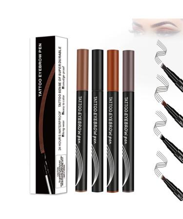 Eyebrow Pen 4 Tipped Waterproof Brow Pen Liquid Eyebrow Pencil Smudge-Proof Brow Pencil Long-Lasting Creates Natural Looking Brows Effortlessly 4 Colors