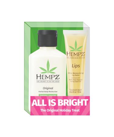 Hempz Original Mini Lotion and Lip Balm Gift Set All is Bright Kit Limited Edition 2.25 oz and .44 oz