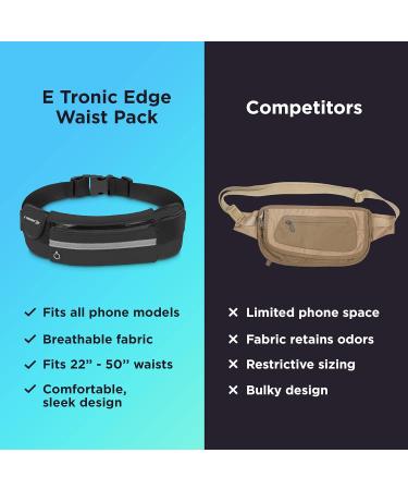 E Tronic Edge Running Belt - Unisex Money and Cell Phone Holder for Hiking - Adjustable Waist Pouch in Black - Buy Online on GoSupps.com