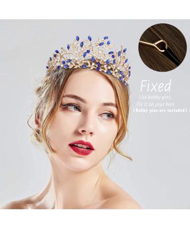 ToBaToBa Blue Crowns for Women - Vintage Gothic Queen Crown Princess Wedding Tiara - Buy Online on GoSupps.com