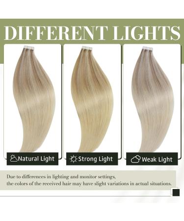 Runature Real Hair Tape Extensions - 20 Pieces Balayage Blonde 50cm Remy Hair #18/20 & #18/26 - Smooth & Seamless - Buy Online on GoSupps.com