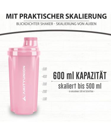 Buy Protein Shaker 'Heaven' 500 ml - Leak-Proof BPA Free Sieve & Scale - Perfect for Whey Protein BCAA & Fitness Mixing - Coral Pink - Buy Online on GoSupps.com