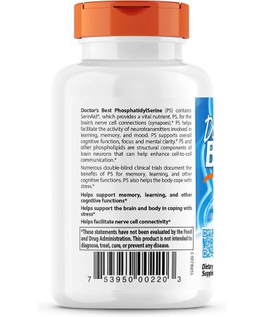 Doctor's Best Phosphatidylserine with SerinAid 100mg - 60 Softgels | Enhance Memory & Focus - Buy Online on GoSupps.com