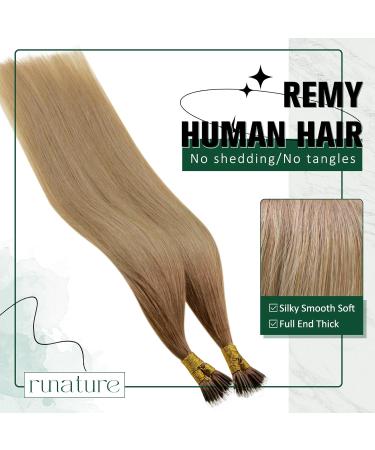 RUNATURE 22 Brown to Blonde Nano Tip Human Hair Extensions - 50g Real Hair Ombre Nano Ring Extensions - 22 Inch A-Nano-#10/14 - Buy Online on GoSupps.com