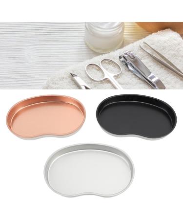 HUSHUI Stainless Steel Manicure Tray Oval Cosmetic Makeup Nail Art Jewelry Dish Desktop Decor Black Silver Champagne Gold - Buy Online on GoSupps.com