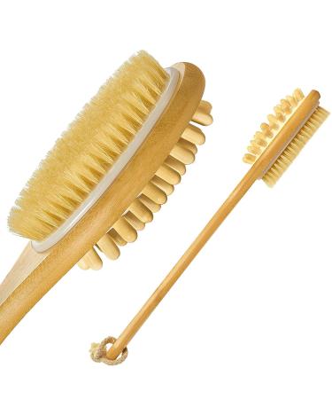 MangoPlus Dry Brushing Body Brush - Back Scrubber 16 inch - Dry Brush - Back Brush Long Handle for Shower - Back Bath Brush