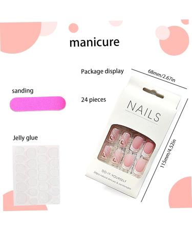 press-on nails French square fake nails short press-on nails reusable short nails press-on cute nails set for women DIY family party date wedding manicure tips - Buy Online on GoSupps.com