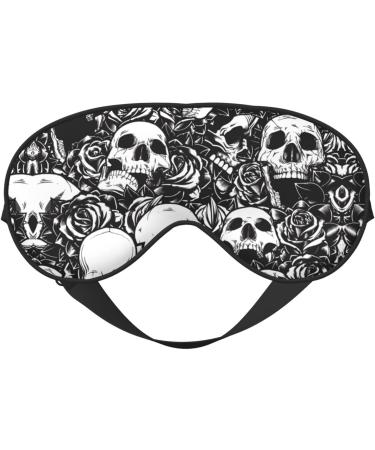 Black Floral Skull Print Eye Mask | Soft Sleep Mask for Men & Women | Travel & Sleeping Aid - Buy Online on GoSupps.com