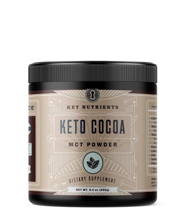 Key Nutrients Keto Cocoa Powder, 20 Servings Low Carb, Hot Chocolate Mix with MCT Oil - Keto Diet Supplement - Gluten Free, Non-GMO & Hot Cocoa Powder - Peptides Protein Powder Keto Drink Mix 9.4 Ounce (Pack of 1)