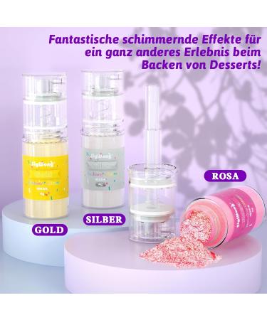 Essential Glitter Set - 3 Colors Edible Glitter Powder for Drinks & Cake Decoration | 100% Food Safe | Perfect for Cupcakes & Chocolates - 12g Total - Buy Online on GoSupps.com