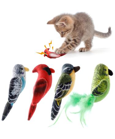Dorakitten catnint toys cat toy interactive 4 pieces cute pluesch life bird form cat toys k toy stuff set with cat sound paper with springs mint cushion for cats (a) - Buy Online on GoSupps.com