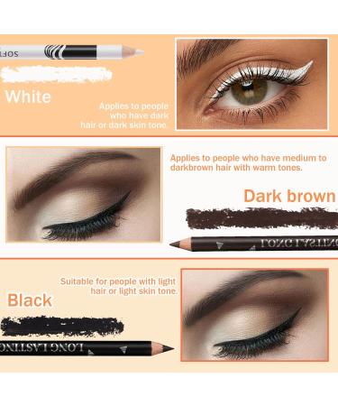 12PCS Eyeliner Pencil Black White Dark Brown Waterproof Eyeliner Pencil Pen Set Smudge-proof Long Lasting Matte Eye Liner Makeup Pencils Easy Apply Colored Eyeliner Pencil - Buy Online on GoSupps.com