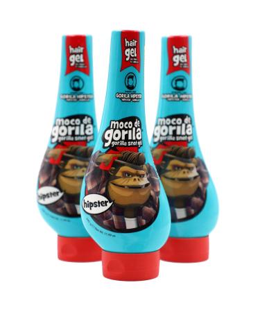 Moco de Gorila Hipster Hair Styling Gel Reactivate with water Long-lasting Hold 3-Pack of 11.99 Oz Each 3 Squeezable Bottles. Hipster 11.99 Ounce (Pack of 3)