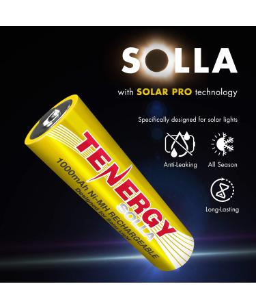 Tenergy Solla Rechargeable NiMH AA Batteries - 1000mAh Solar Batteries for Garden Lights 24 Pack UL Certified Anti-Leak Durable Outdoor Performance - Buy Online on GoSupps.com