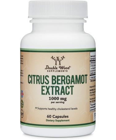 Citrus Bergamot Supplement for High Cholesterol 1,000mg Servings (Patented Bergamonte Vegan Cholesterol Lowering Supplements) Sourced from Italy and Manufactured in USA (60 Capsules) by Double Wood