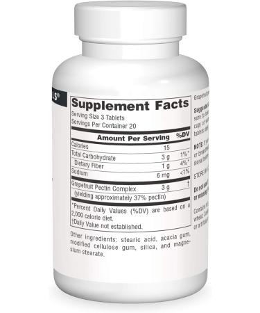 Source Naturals Grapefruit Pectin 1000mg - 60 Tablets | Soluble Fiber Dietary Supplement - Buy Online on GoSupps.com