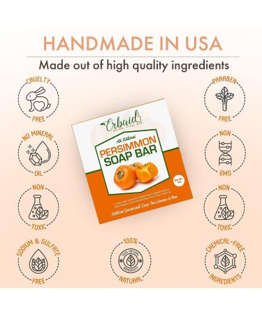 Persimmon Soap Bar for Body Odor Control - Purifying Deodorizing Body Wash with Japanese Persimmon & Green Tea Extract for Brightening Skin and Eliminating Nonenal Odor - Buy Online on GoSupps.com