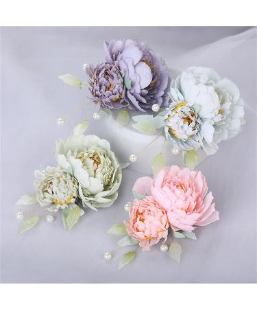 2 Pcs Pink Flower Hair Clip Wedding Bridal Bridesmaid Hairpin - Hanfu Party Decor - Buy Online on GoSupps.com