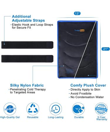 SuzziPad XXL Ice Pack for Back Pain Relief - 13x21 Gel Cold Pack with 2 Straps | Ideal for Swelling, Bruises, Sprains, Post-Surgery - Buy Online on GoSupps.com