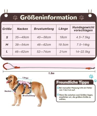Multi-Purpose Dog Harness & Leash Set - Outbreak-Proof Anti-Train Safety Harness for Small & Medium Dogs (Pink M) - Buy Online on GoSupps.com