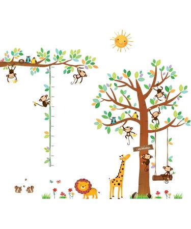 DECOWALL Monkey Tree Growth Chart Wall Decals - Jungle Animals Height Chart Stickers for Kids Room Nursery Decor - Buy Online on GoSupps.com