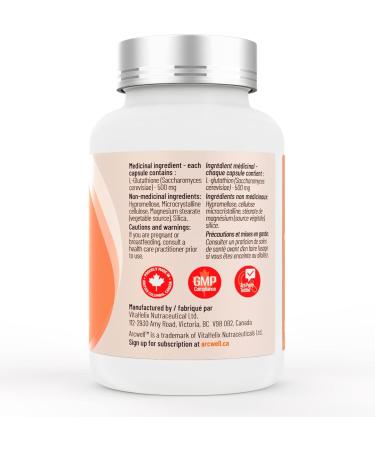 Arcwell Glutathione (Reduced) 500 mg - 60 Vegetable Capsules - Supports Immune System | Potent Intracellular Antioxidant - Buy Online on GoSupps.com