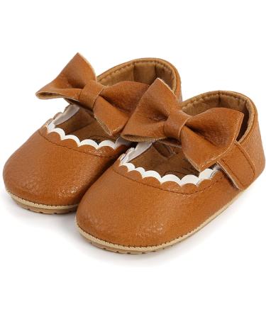 RVROVIC Baby Girl Princess Mary Jane Moccasins | Soft Sole Crib Shoes 12-18 Months | Toddler Dress Shoes B Brown - Buy Online on GoSupps.com