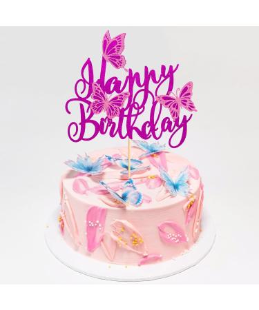 Arthsdite 1Pc Butterfly Cake Topper Assembled 3D Butterfly Cupcake Toppers Happy Birthday Cake Topper for Wedding Anniversary Baby Shower kids Birthday Party Cake Decorations - Purple Glitter - Buy Online on GoSupps.com