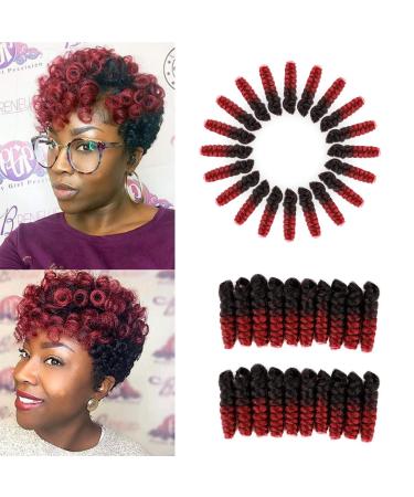 MIMAN 5 Packs 10 Inch Short Crochet Braiding Carrie Bounce Curl Crochet hair for Women Synthetic Braiding Hair Black to Red (#1B/BUG) 8MM-5Pack Black to Red (#1B/BUG)