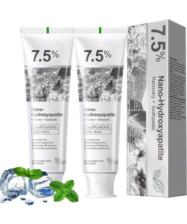 7.5% Hydroxyapatite Toothpaste for Advanced Enamel Protection Appropriate for Sensitive Teeth Gentle and Effective Formula Fresh Mint (Pack of 2)